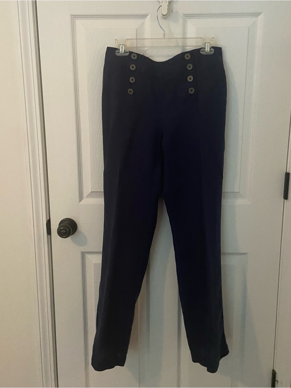 Cynthia Rowley 100% Linen Navy Sailor Pants Women’s Size 6 Coastal Nautical